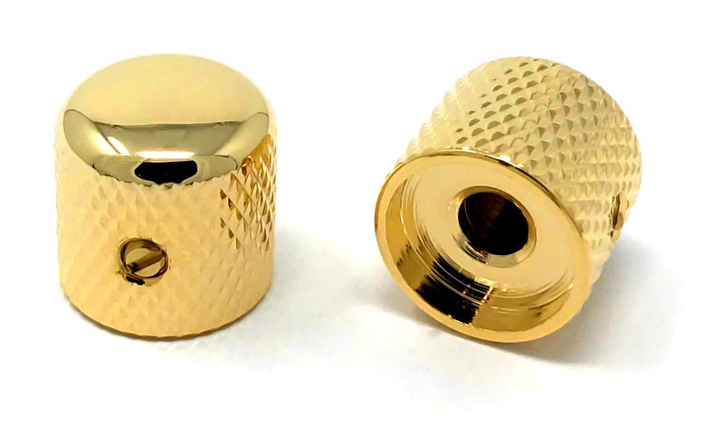 Vintage Forge Gold Metal Dome Knobs for Electric Guitar and Bass (Set of 2) 6mm Shaft with Set Screw DK50M-GLD - Image 1